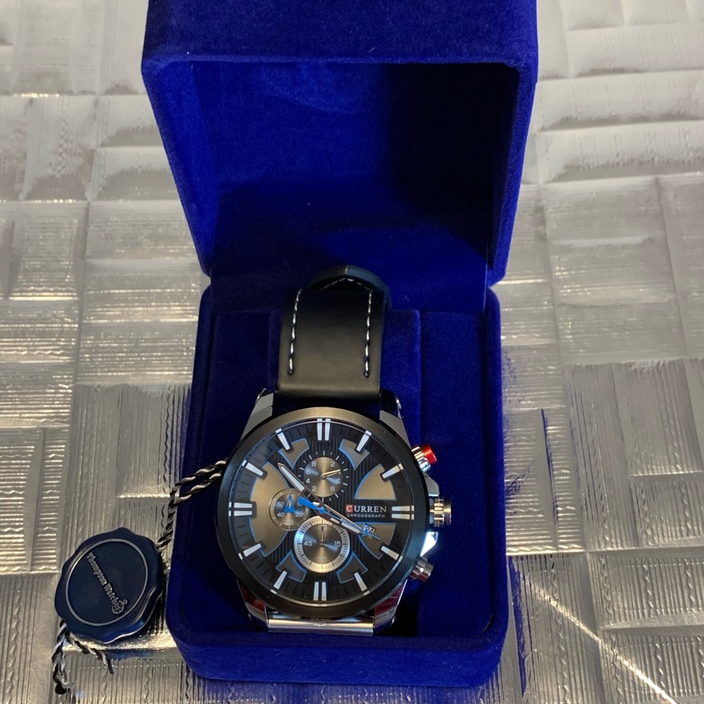 Mens Curren Chronograph Watch Leather Quartz  Wristwatch Date Water Resistant